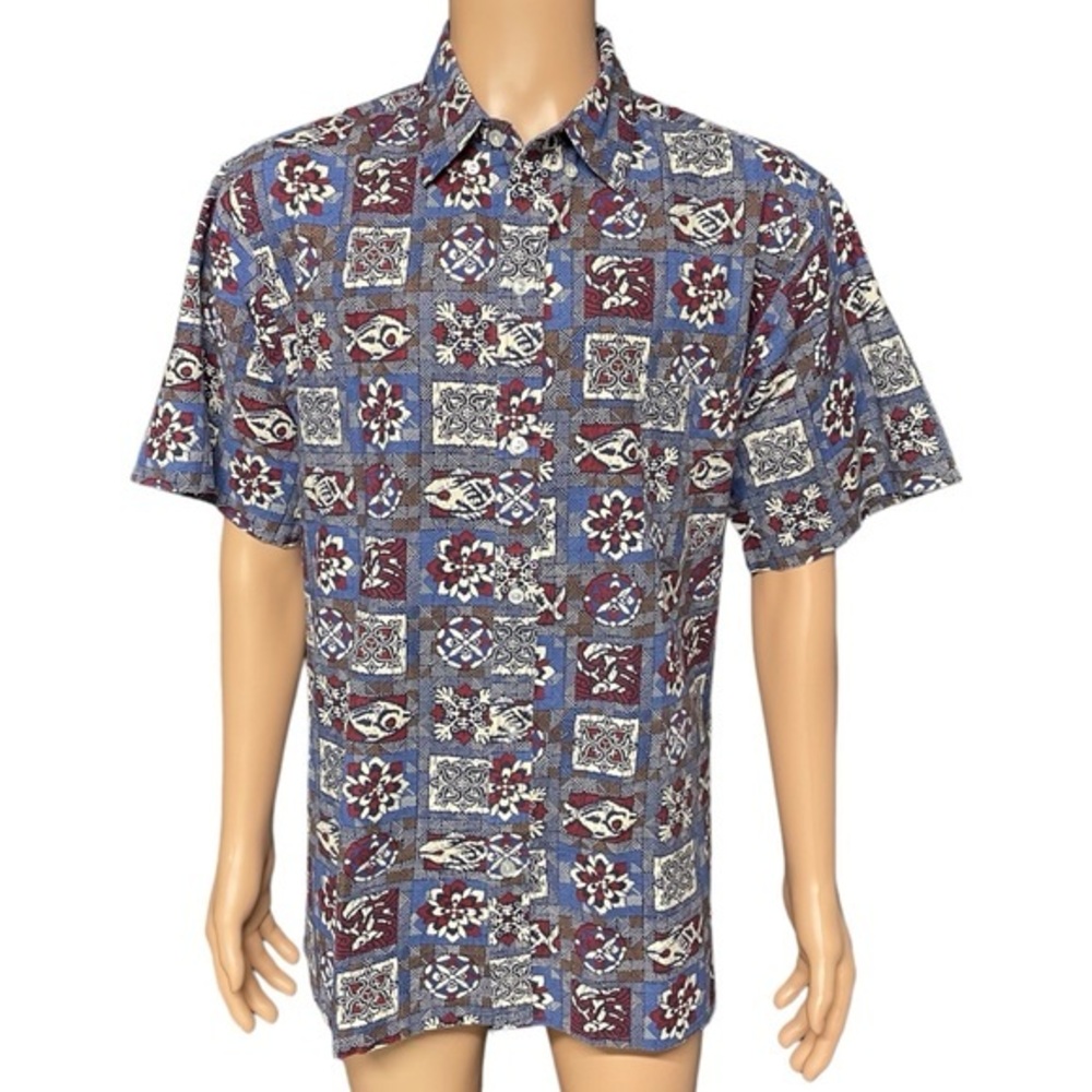 Malihini Vintage Men’s Blue XL Hawaiian Short Sleeve Camp Shirt in EUC
